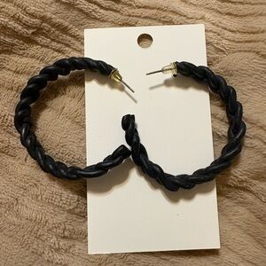 Black Braided Hoop Earrings